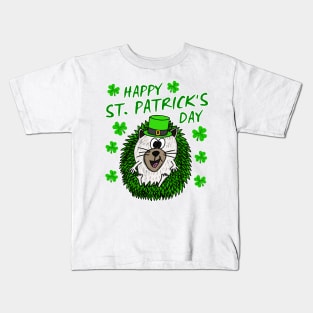 Happy St. Patrick's Day 2022 Hedgehog Wildlife Lover Kids T-Shirt